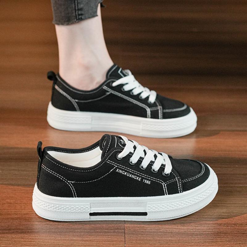 Fashion Comemore 2024 Spring New Canvas Shoes Women Flat Sports Leisure Women Shoe Soft Bottom Comfortable Black Cloth Shoes Sneakers 40