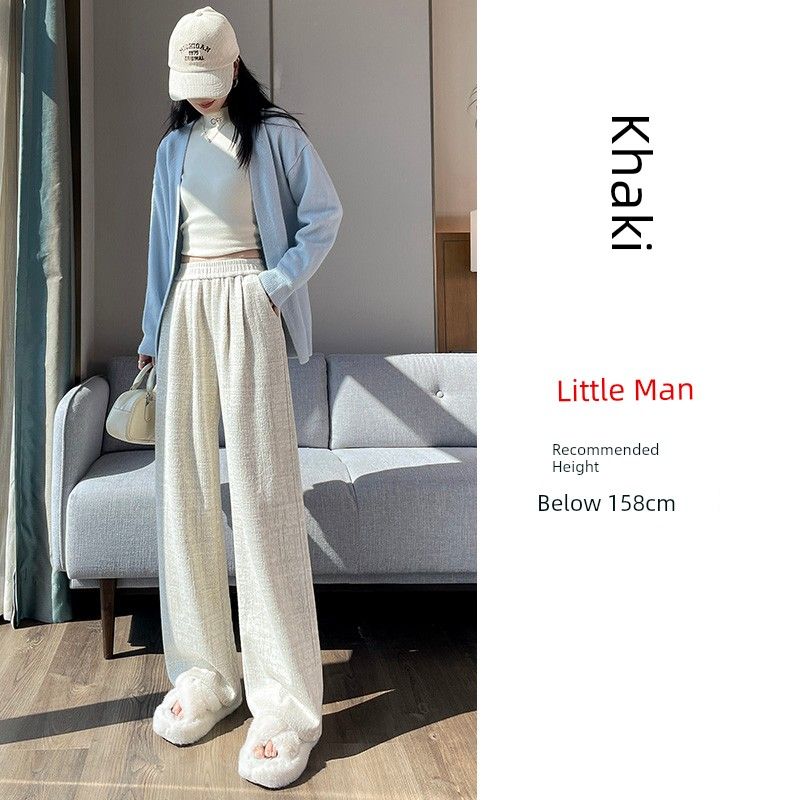 

Tie-Dye Mochi Pants for Women, Autumn and Winter 2026 New Style, Plus-Size, Loose Fit, Slimming, Casual, Fleece-Lined, Straight Wide-Leg Pants Khaki - Petite XL