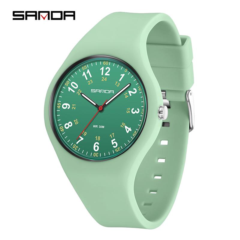 SANDA Minimalist Fashionable Student Sports Waterproof Silicone Quartz Watch Boy Girl Casual Clock Children Gifts
