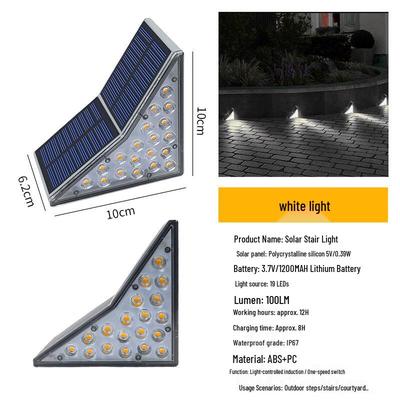 Outdoor Solar 19-LED Step Lights, 2-Pack