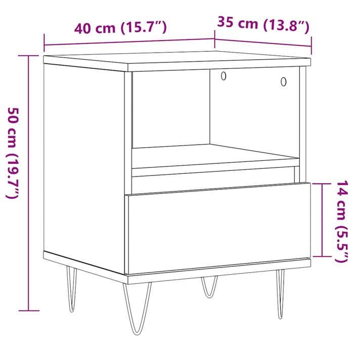 VidaXL Bedside Table Artisan Oak 40x35x50 Cm Engineered Wood, Side Table, Bed Cabinet, Side Table for 857359