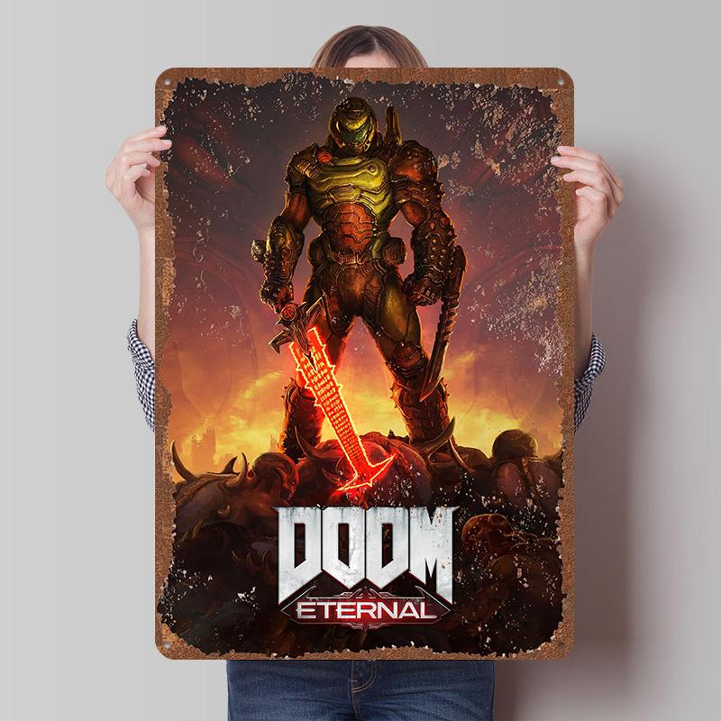 DoomS Tinplate Posters Custom Wall Art Vintage Metal Signs Retro Tin Plaque for Bedroom Decoration Gaming Home Decor Accessories