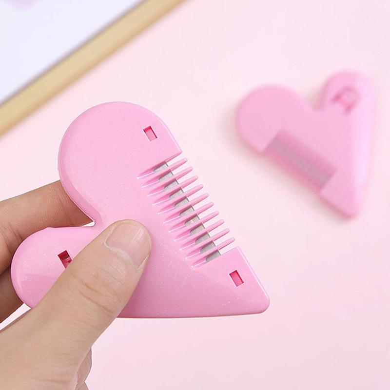 Pink Mini Hair Trimmer Love Heart Shape Hair Cutting Comb Body Hair Removal Pubic Hair Brushes With Blades