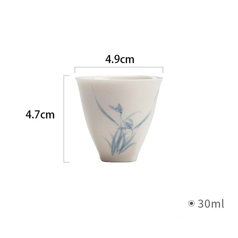 Porcelain Hand-painted Orchid Gaiwan Cover Bowl White and Blue Ceramic Tea Making Bowl Chinese Style Simple Tea Cup