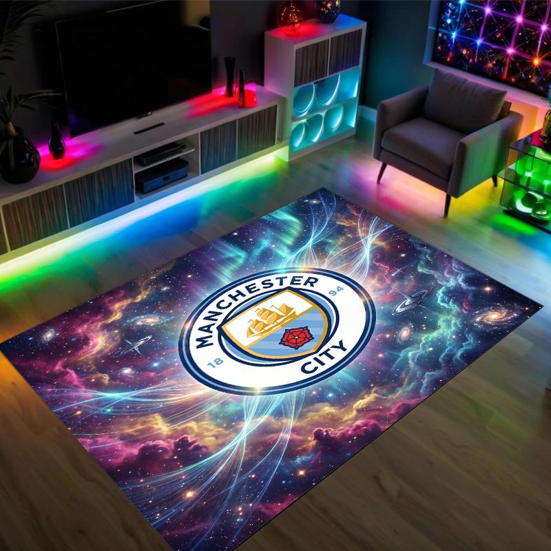 Manchester City Design Crystal Velvet Carpet Cozy Non?Slip Printed Rug For Bedroom Living Room Entrance