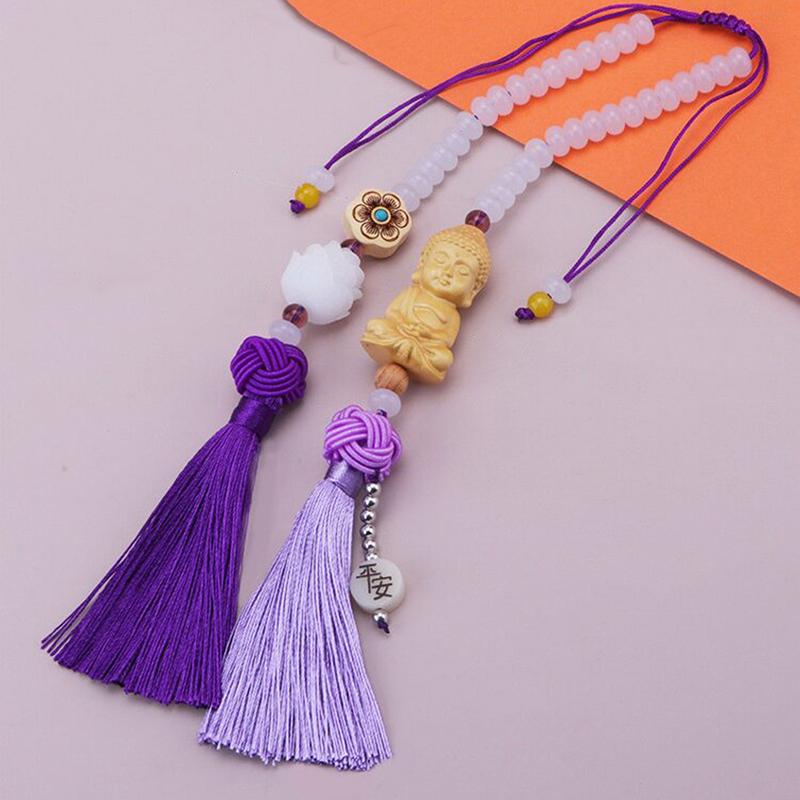 Car Huangyangmu Buddha Head White Jade Bodhi Car Pendant Fashion Car Interior Ornaments Rearview Mirror Good Luck Decoration