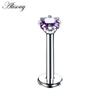 Alisouy 1PC Acciaio Inox Anello Labret Stella di Cristallo Lip Piercing Filettatura Interna Gemma Anello sul Labbro Dell'orecchio Trago Chiodo Orecchini Della Vite Prigioniera monili per il corpo e Piercing