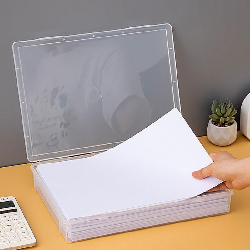 Plastic Storage Box with Latching Lid for Paper and Classroom Organization Stackable Document Holder Magazine Organizer