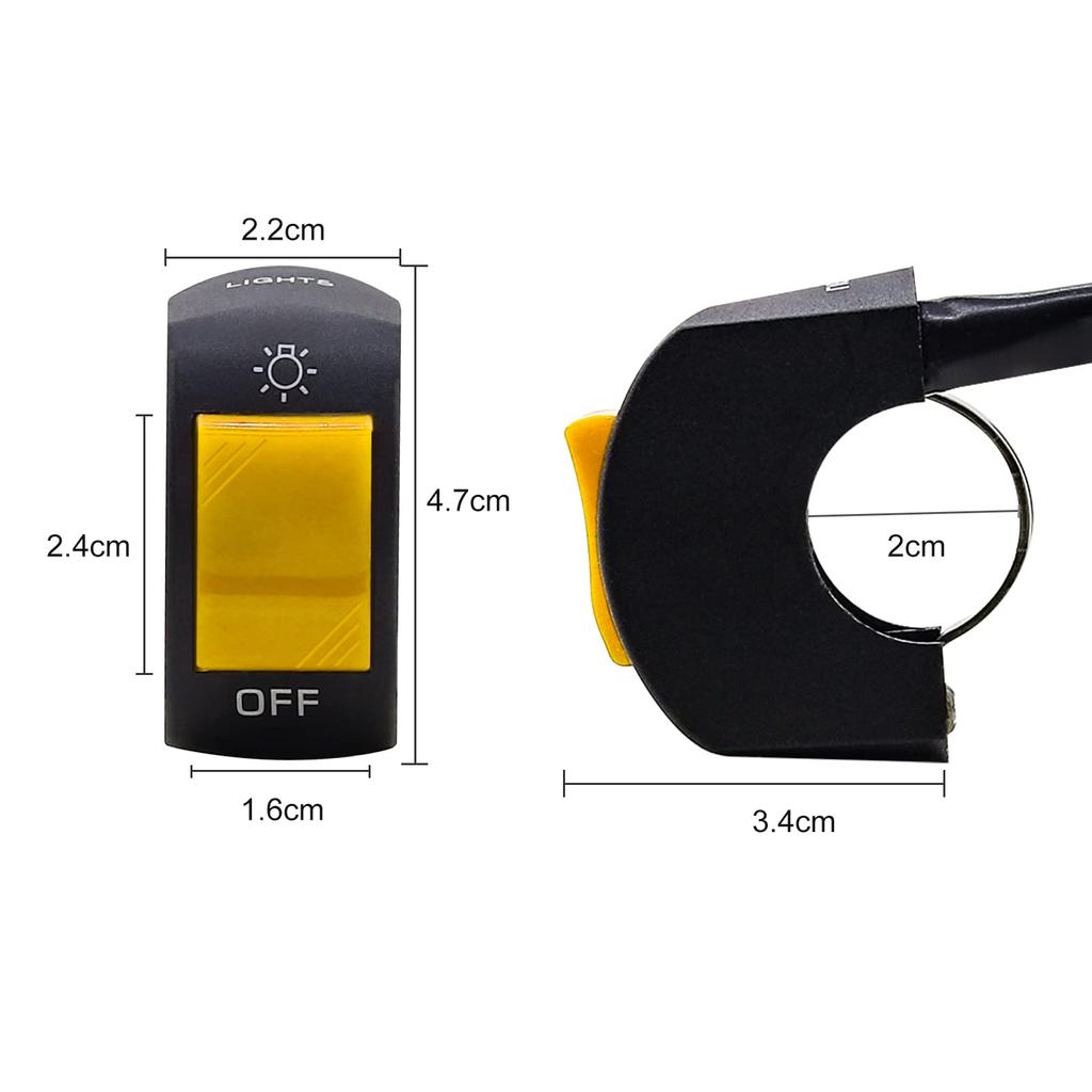 X-STYLE Motorcycle Switch, 12 V, Handlebar, On/Off Switch, 2 Wires, Pack of 1