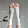 Women's White Lace Mesh Knee-High Socks - Summer Thin, Striped, Mid-Calf, Japanese Style