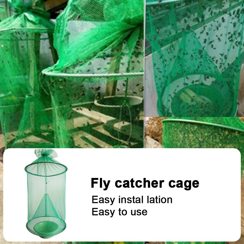 Hanging Fly Trap Cage Reusable Folding Flies Catcher Cage Practical Insect Catching Traps Control Tool for Courtyard Garden