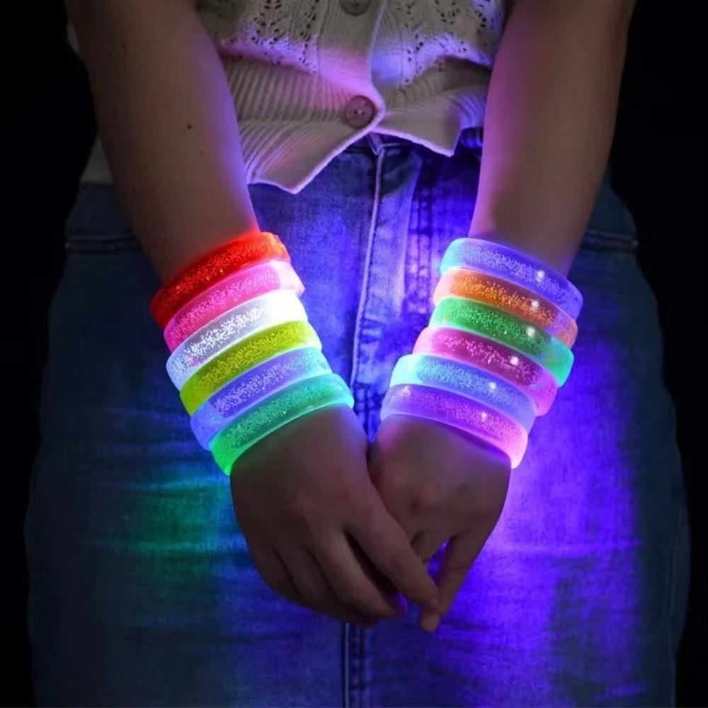10 Pieces Glow in The Dark Light Up Bangle Plastic Flashing Bubble Bracelet  Night Events