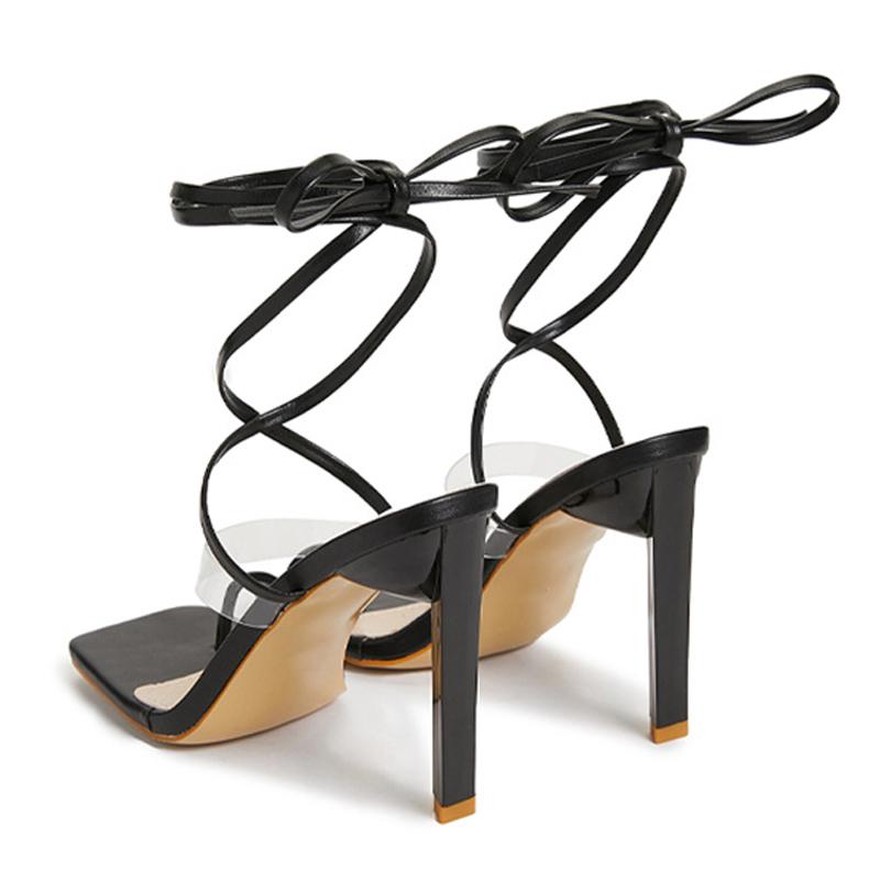 Fashion Black Strange High Heels Sexy Strappy Sandals Women Open Toe Cross Lace -Up Ladies Summer Shoes Sandalias De Mujer