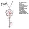 Key Pendant Necklace Cherry Blossom Pink Enamel Alloy Choker Romantic