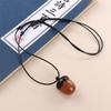 Women Necklace Pine Cone Acorn Gawu Box Long Necklace Female Necklace Braided Rope Ebony Necklace