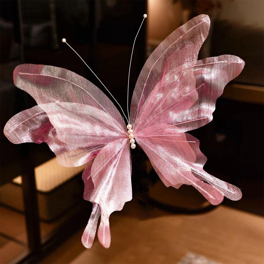 3D Design Wedding Decor Colorful Butterflies 55cm Length Butterfly Decor Handmade Craft Large-scale Veil Simulated Flowers