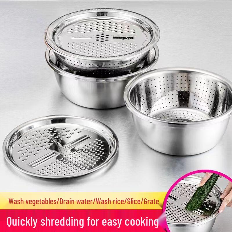 3-Piece Stainless Steel Multi-functional Basin Set