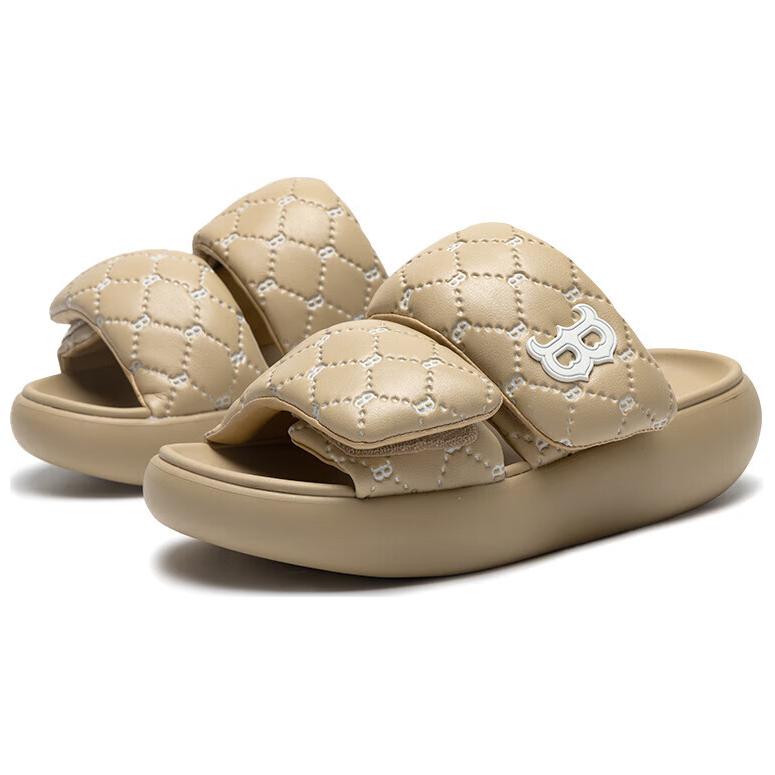 New MLB Slipper Crystal Antibacterial Slide Slippers Unisex Light Camel 3ALPBPL43-43CAL