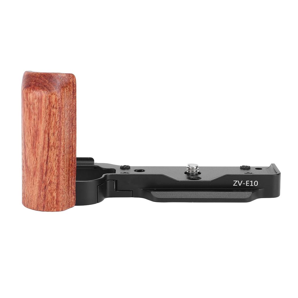 Camera L Bracket for ZV E10 Aluminum Tripod Quick Release Plate with Wood Handle 1/4 Inch Threaded H