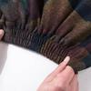 Woolen Skirt Elastic High Waist Large Hem Maxi Skirt with Pockets Plaid Pattern A-Line Autumn Winter Skirt Daily Wear