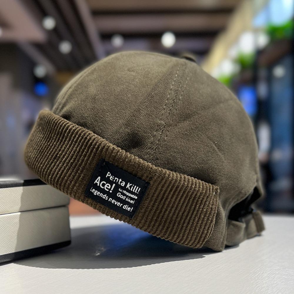 Corduroy Beanies Bonnet Retro Brimless Hat Fashion Sailor Cap Outdoor