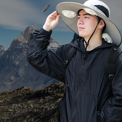 Solar Fan Bucket Hat Adjustable Wide Brim Sun Hat with Built-in Solar Panel Cooling Fan Hiking Fishing UV Protection Hat