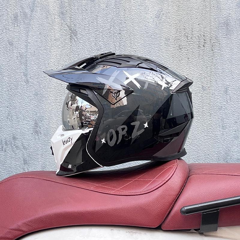 Street Fighter Motorcycle Helmet Men's and Women's Full Helmet Four Seasons Locomotive Retro Detachable Combination Helmet