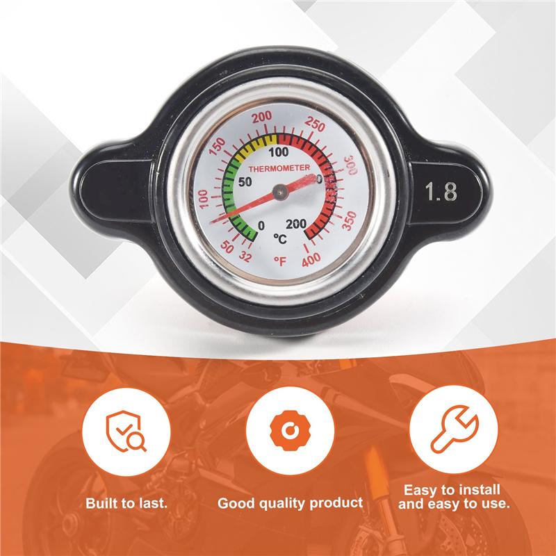 High Pressure Radiator Cap With Temperature Gauge, 1.8 Bar Radiator Cap 25.6Psi For Honda, Kawasaki, Suzuki, Yamaha-A99D