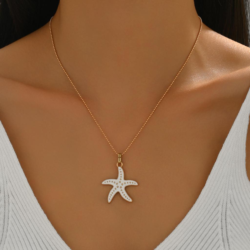Shell necklace wholesale European and American niche design jewelry women's ocean fashion dripping oil conch starfish collarbone chain