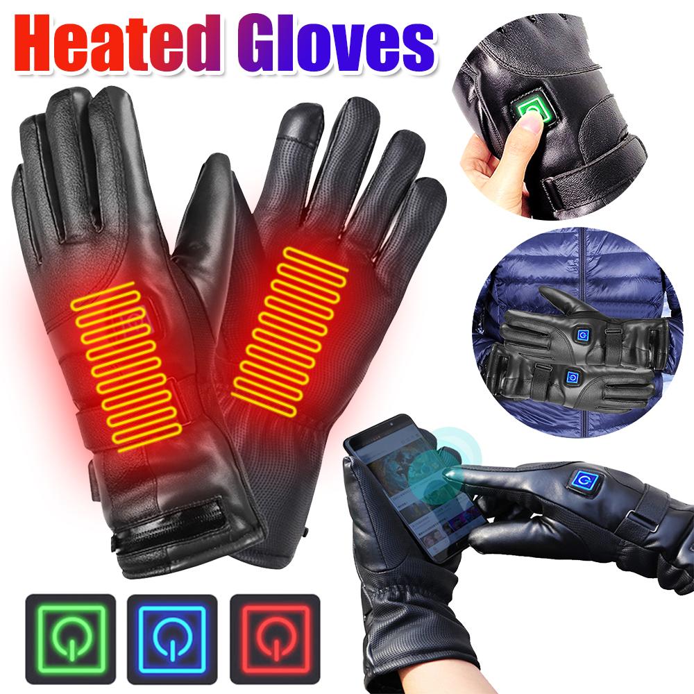 Wiederaufladbare beheizbare Handschuhe 3 Temperaturstufen Heizhandschuhe Akkubetriebene Heizhandschuhe für Outdoor Motorrad Ski Radfahren