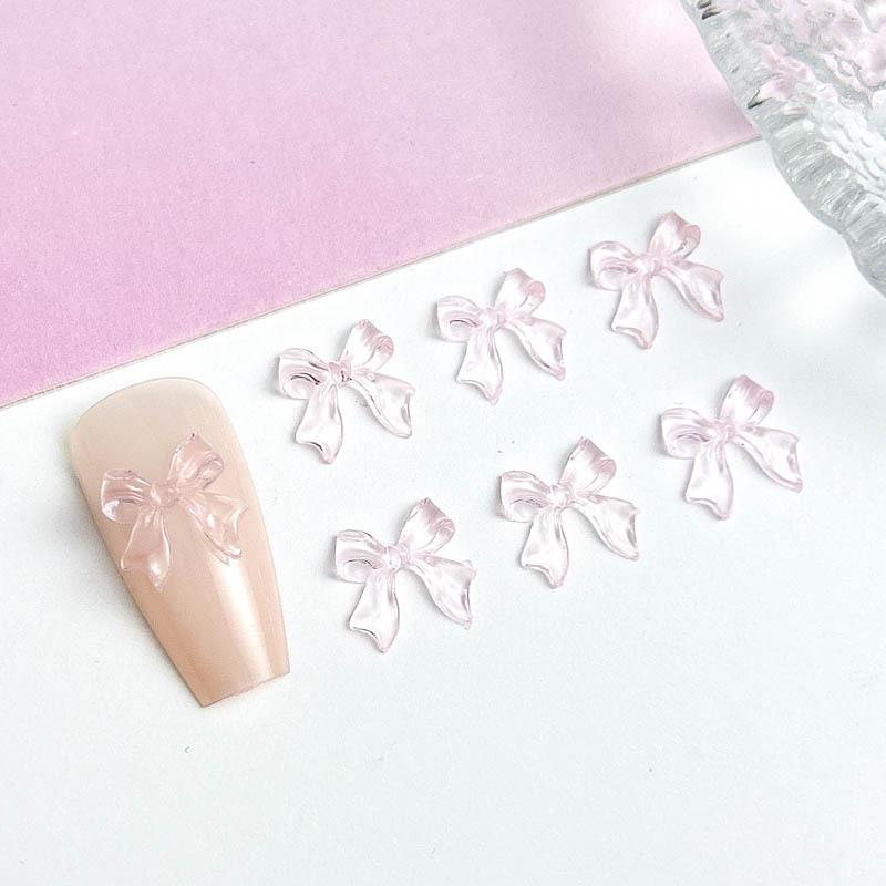 

Hot-selling Nail Art Accessories Pink Transparent Ice Bowknot Resin Bow Tie Nail Decorations рожевий
