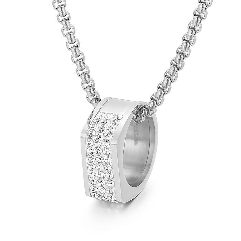 Punk Fashion Gold Color Zircon Pendant Neckalces Men Women Hiphop Titanium Stainless Steel Rhinestone Choker Necklace Jewelry