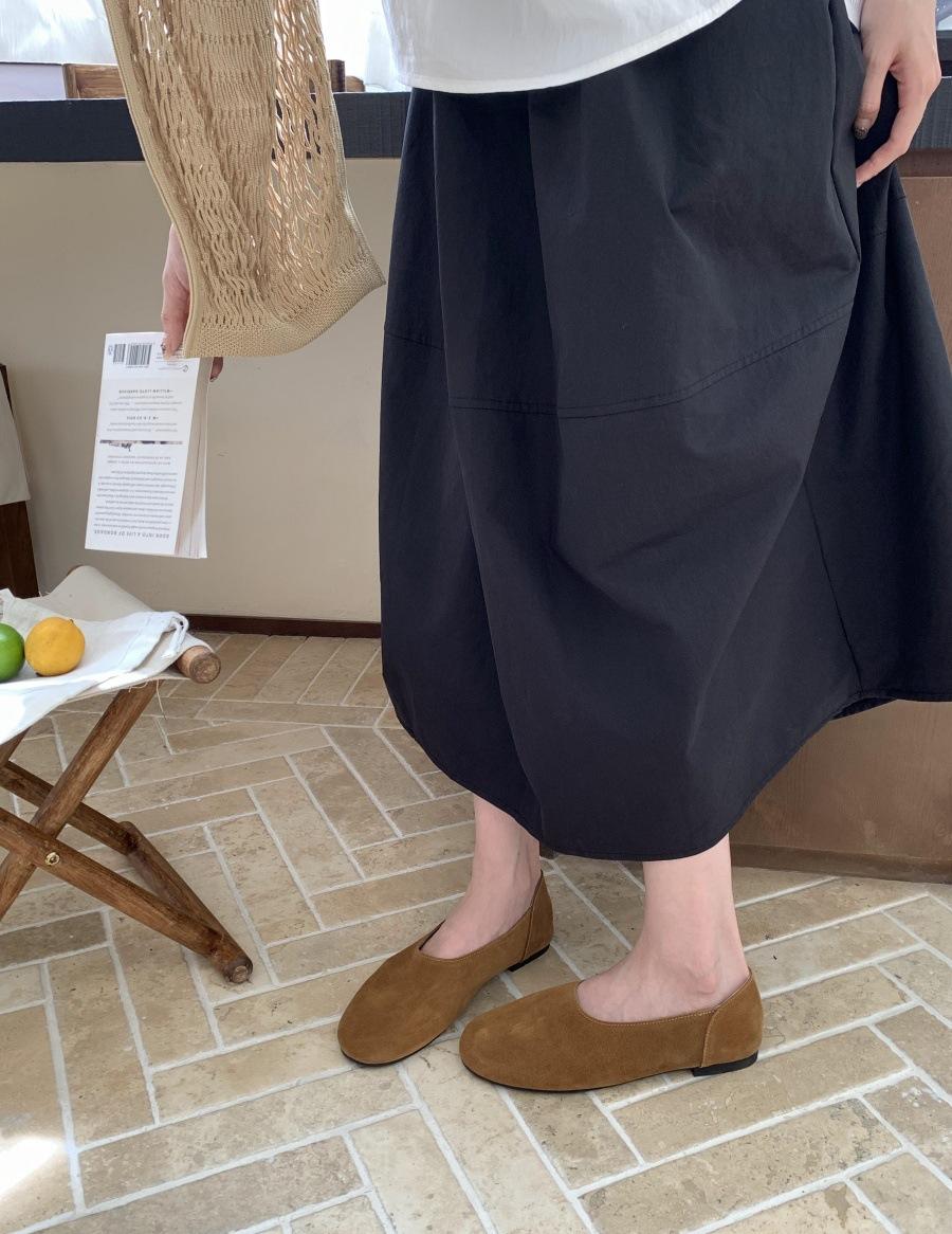 

2025 retro leather round head lazy one-pedal flat-soled single shoes soft sole comfortable versatile grandma shoes Doudou shoes 39