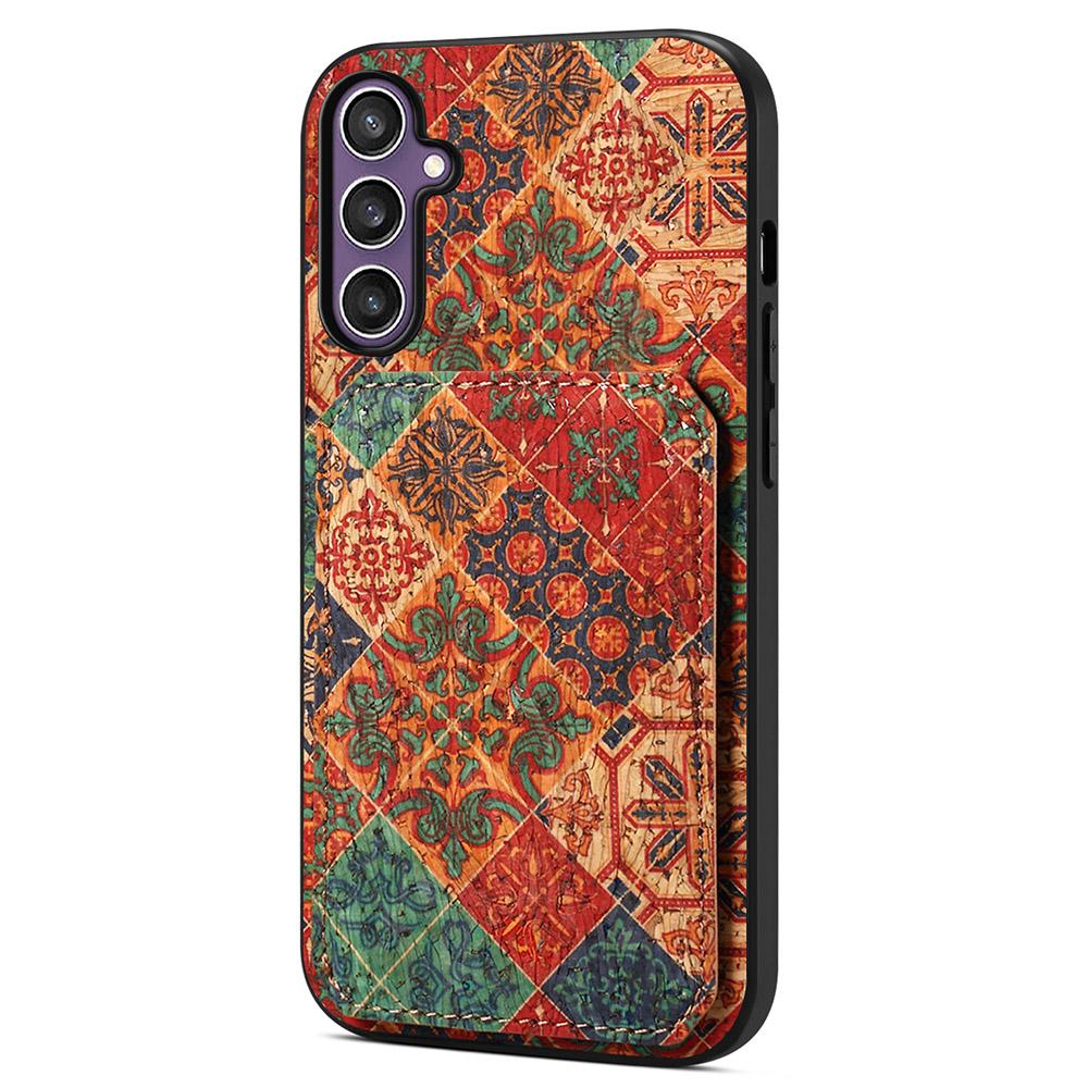 For Samsung Galaxy S25 Case with Card Holder Kickstand Flowers Design Leather Phone Cover