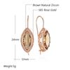 Light Brown Natural Zircon Long Drop Earrings For Women Rhombus  Rose Gold Color High Quality Daily Fine Jewelry