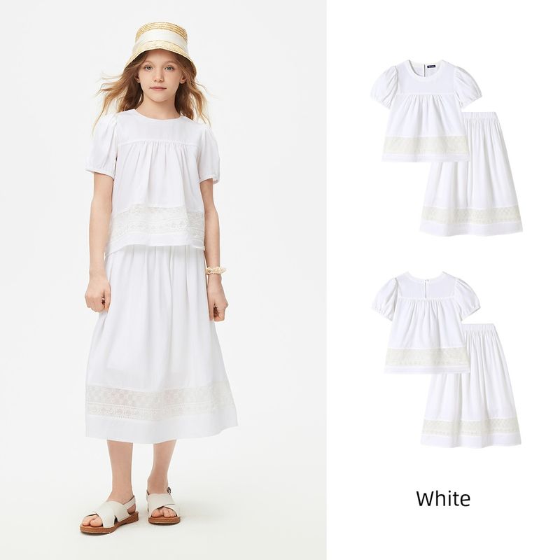 Navigare Italian Sailboat Girls  Short-Sleeved T-Shirt and Skirt Set Two-Piece 2026 Summer New Style Pastoral Beauty - White 165