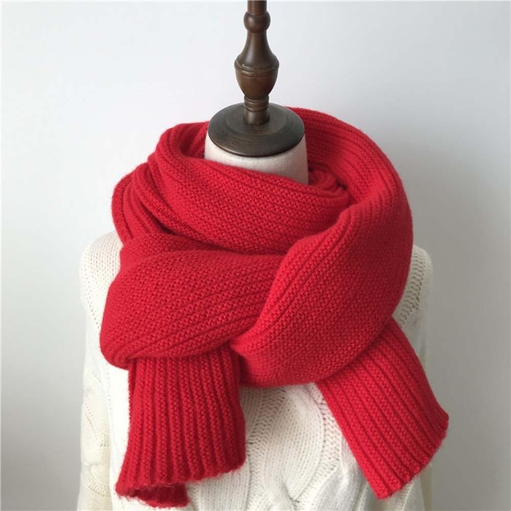 Spandex Long Thickened Neckscarf Polyester Winter Warmer Scarf Soft Knitting Wool Scarf  Winter