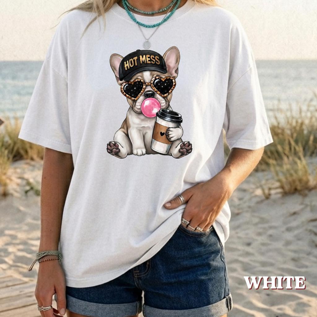 Hot Mess Highland Dog, French Bulldog, Funny Dog Shirt Design, Highland Dog Coffee, Western Doggirl, Sassy Dog, Dog Lover, Trendy Animal