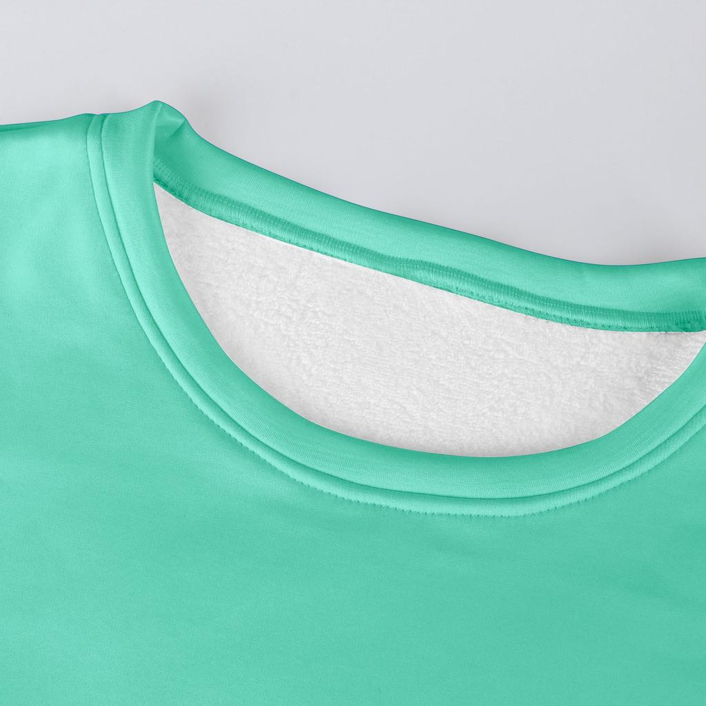 Dámský ležérní módní pulovr s kulatým výstřihem, zimní jednobarevná plyšová mikina