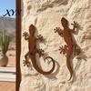 Wooden Door Iron Decor 2Pcs Metal Gecko Frog Wall Art, Rustic Lizard for Outdoor Garden, Anti-rust Patio & Yard, Distressed Finish Animal Hanging