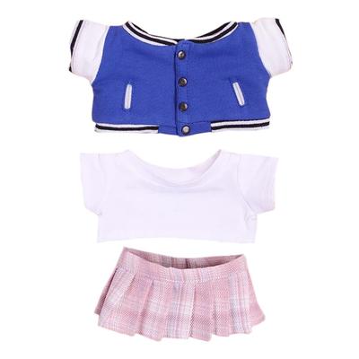 Niannyyhouse 20cm Stuffed Toy Clothes Baseball Jersey JK Dress White T-shirt Cotton Doll Accessories Dress-up (blue+pink)