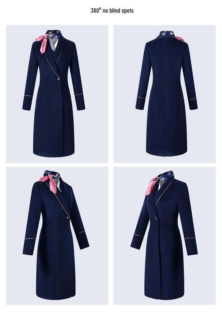 Autumn/Winter Professional Wool Coat for Flight Attendants and Sales Staff