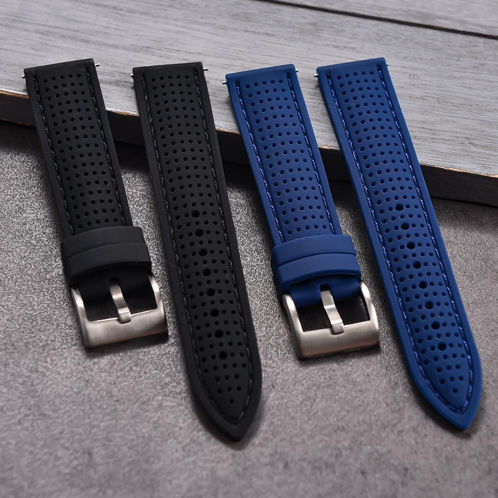 Quick Release Sport Silicone Watch Band - Breathable Waterproof Soft Rubber Strap Universal Fit 18mm 20mm 22mm For Men Women