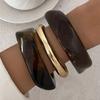 SHIXIN 3 Styles Retro Brown Irregular Resin Wide Bracelets for Women Boho Stackable Thick Acrylic Bracelet Bangles Party Jewelry