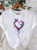 (Asian Size) trend butterfly cute Women Printed Lady Casual Short Sleeve T Tee Top Clothing Shirt Fashion Female Graphic T-shirts