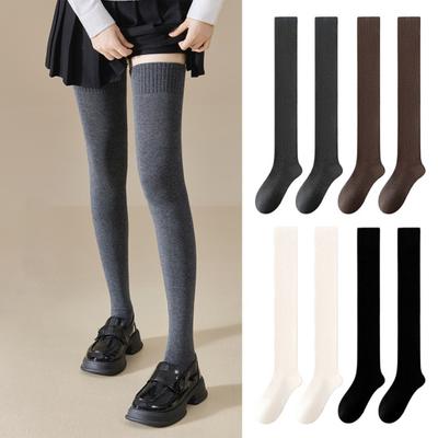 Damen Oberschenkelhohe Socken Dehnbar Gerippt Über Knie Socken Selbsterwärmend Atmungsaktiv