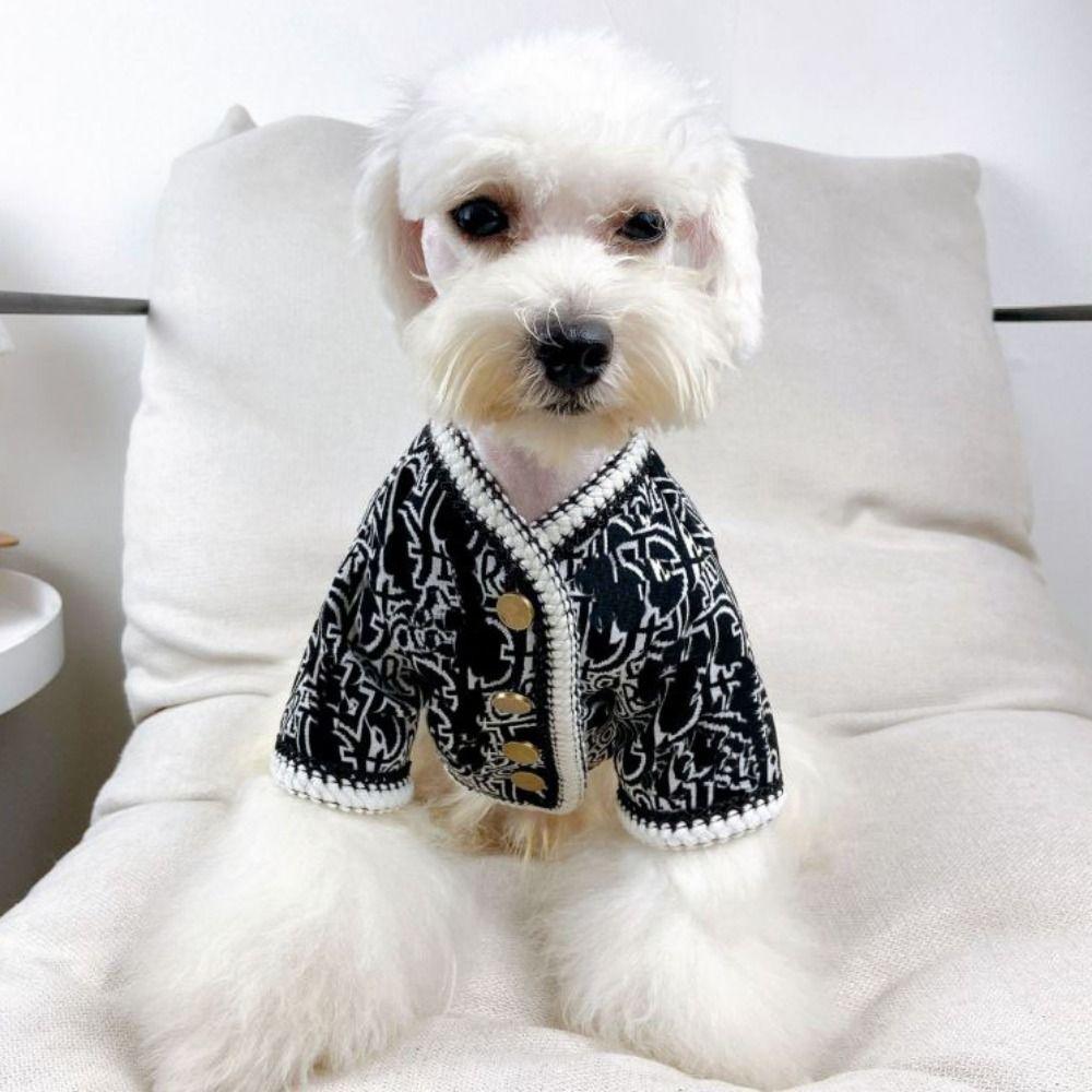 

Polyester Dogs Cotton Sweater Jacket Soft Trendy Dog Clothes Dog Knitted Cardigan Spring
