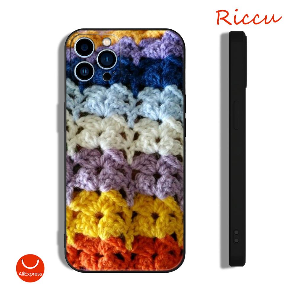 PARA IPhone 14 Estuche Blando de Crochet de Cuadritos de la Abuela para Iphone 15 14 11 12 Pro 8 7 14 15 Plus X 13 14 Pro MAX SE2020 XR XS Fundas