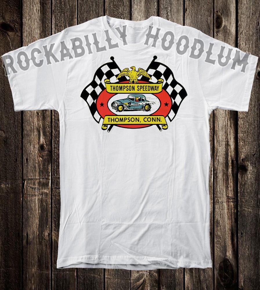Men s T-shirt White Cotton Hot Rod Drag Race Thompson Speedway CT Nostalgia Unisex T-Shirt XL
