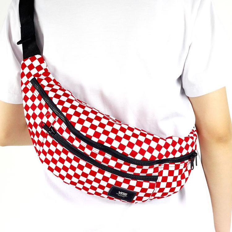 Vans Classic Checkerboard Casual Canvas Waist Bag Unisex bags Red White VN0A2ZXXRLM